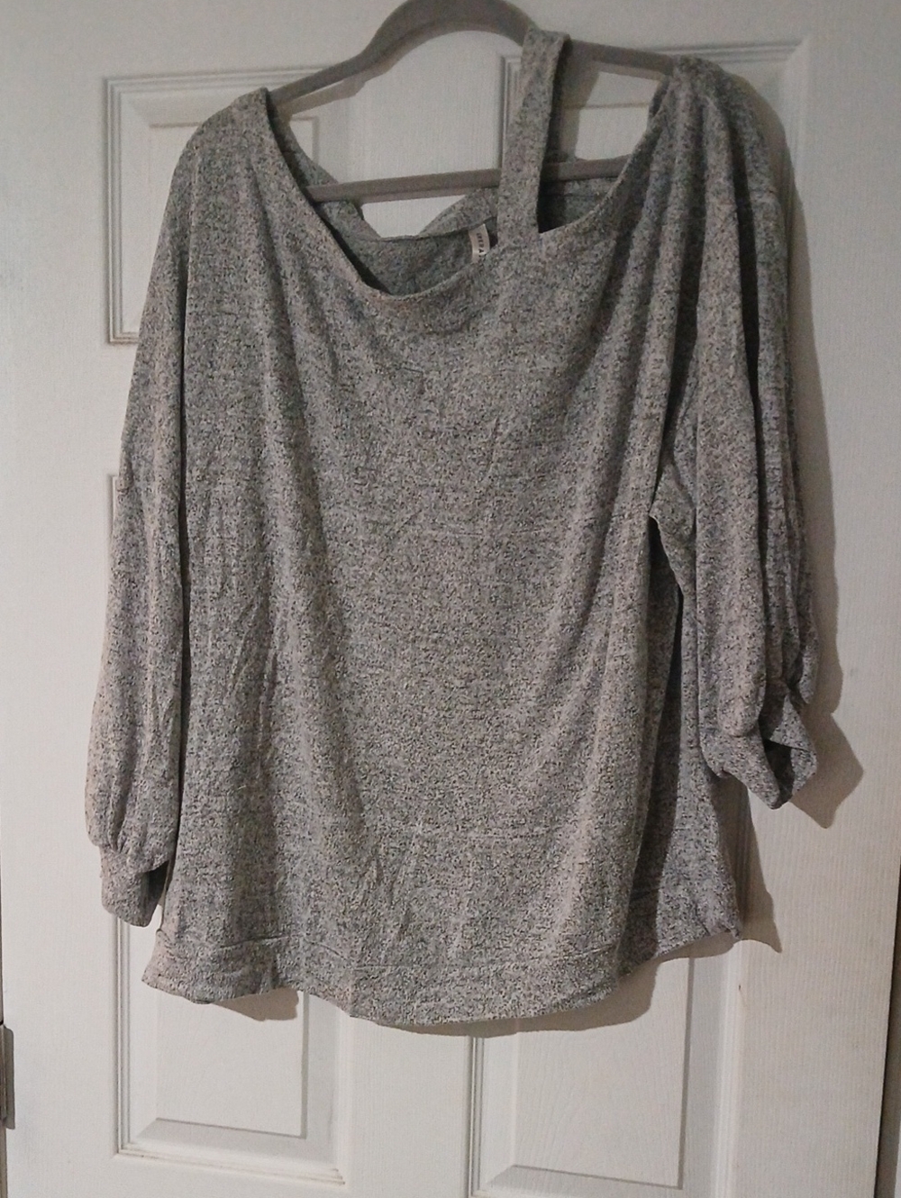 Emerald Off-Shoulder Heathered Gray Sweater